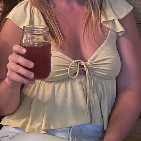 Yellow Ruffle Sleeve Top/Tank - Picture 6 of 7